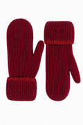 JA250 Wine Ribbed Knit Mittens
