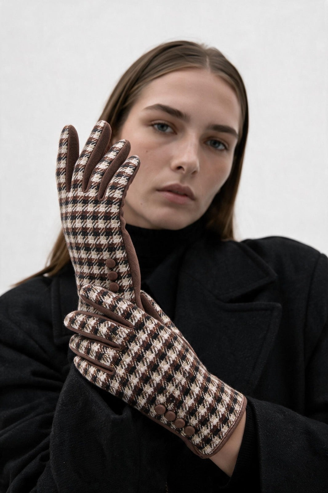 JA405 Brown Gingham Gloves