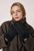 JA292 Black Sherpa Trim Mittens