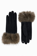 JA179 Black Fur Cuff Gloves