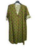 VC802317OLI Cotton Polka Dot Dress Olive Green