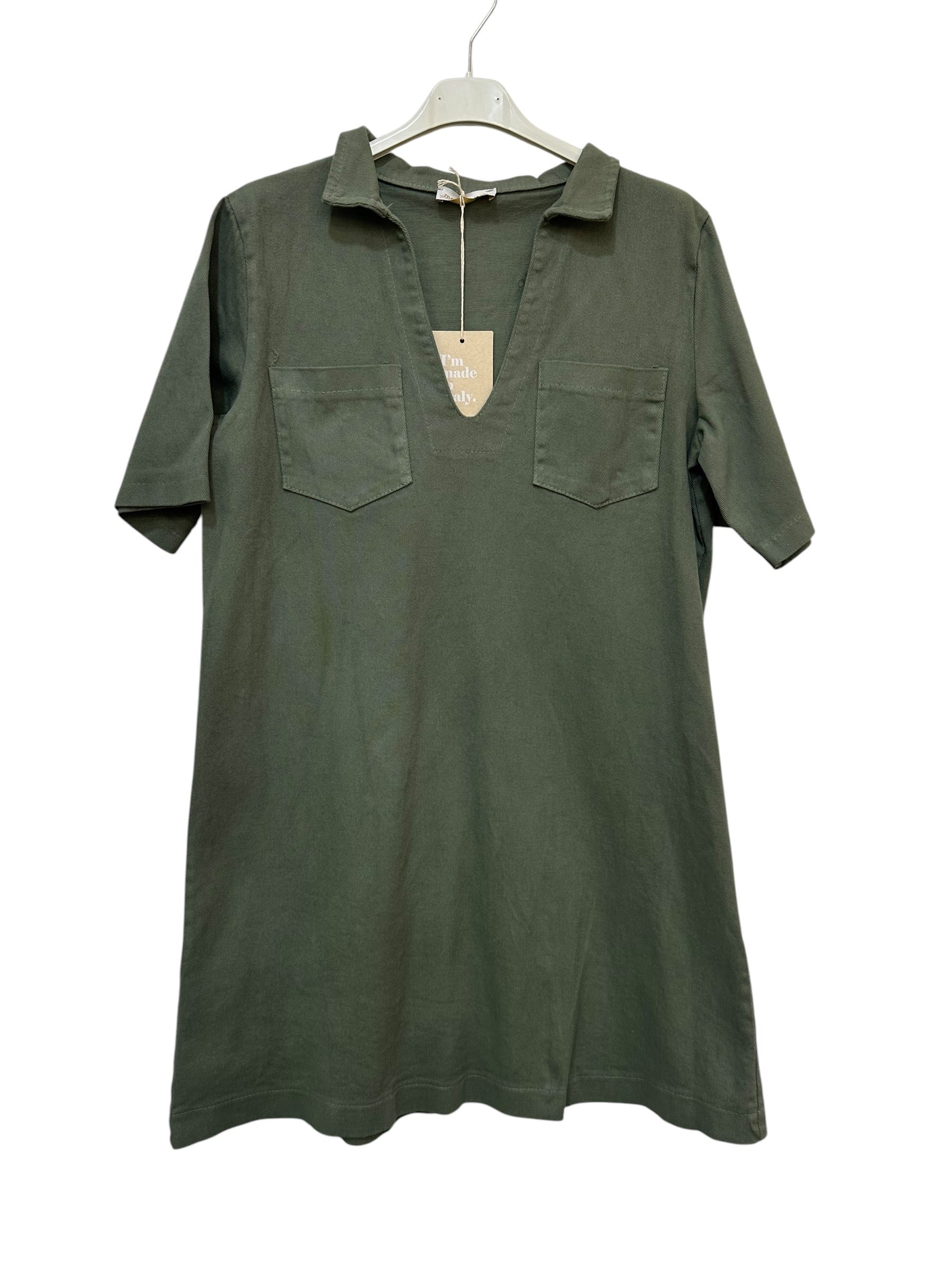 VC6826KHA Cotton Polo V-Neck Dress Khaki
