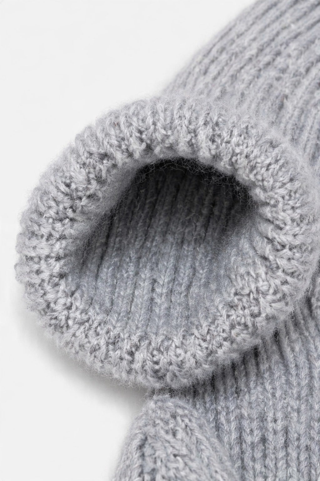 JA249 Grey Ribbed Knit Mittens