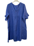 VC484LAV Linen Flutter-Sleeve Dress Lavender