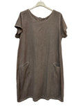 VC9537TAU Cotton-Linen Pocket Dress Taupe