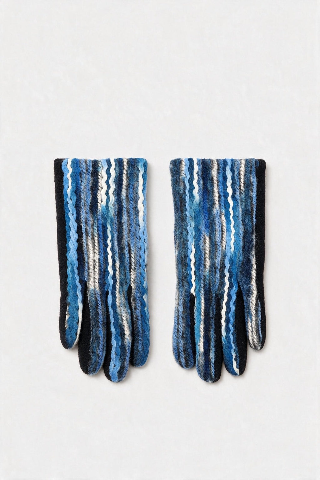 JA407 Blue Striped Knit Gloves