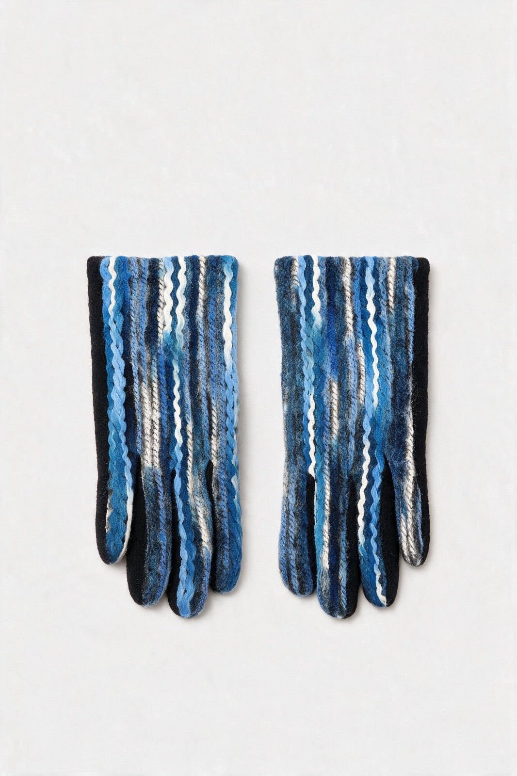 JA407 Blue Striped Knit Gloves