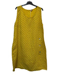VC1302POCH Sleeveless Linen Polka Dot Dress Ochre