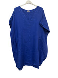 VC2820ROY Oversized Linen Tunic Dress Royal Blue