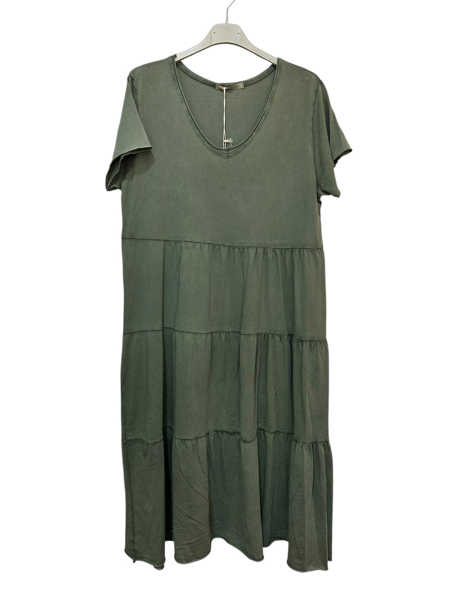 VC2446KHA Cotton V-Neck Dress Khaki
