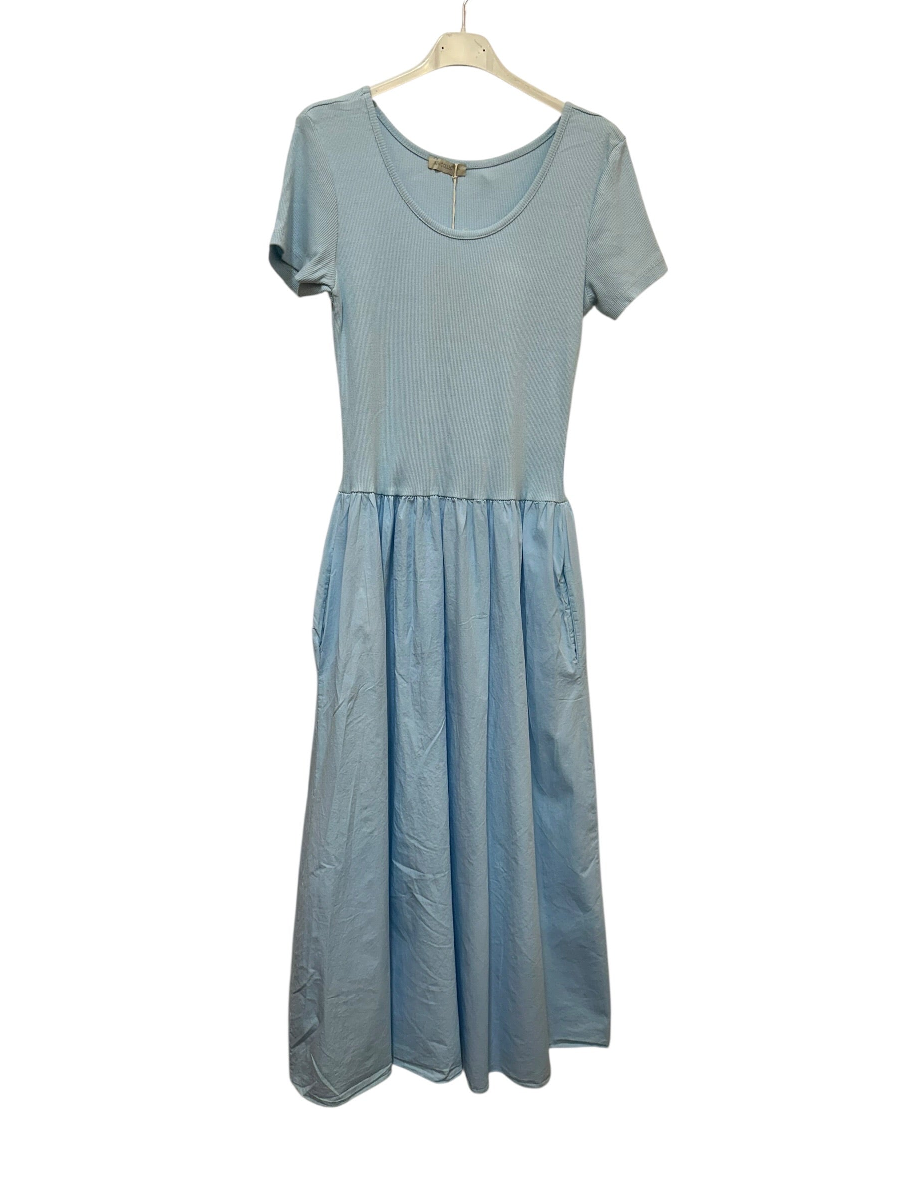 VC842131SKY Two-Tone Midi Dress Sky Blue