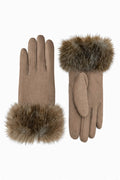 JA180 Light Taupe Fur Cuff Gloves