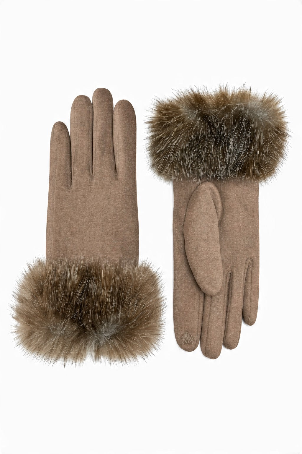 JA180 Light Taupe Fur Cuff Gloves