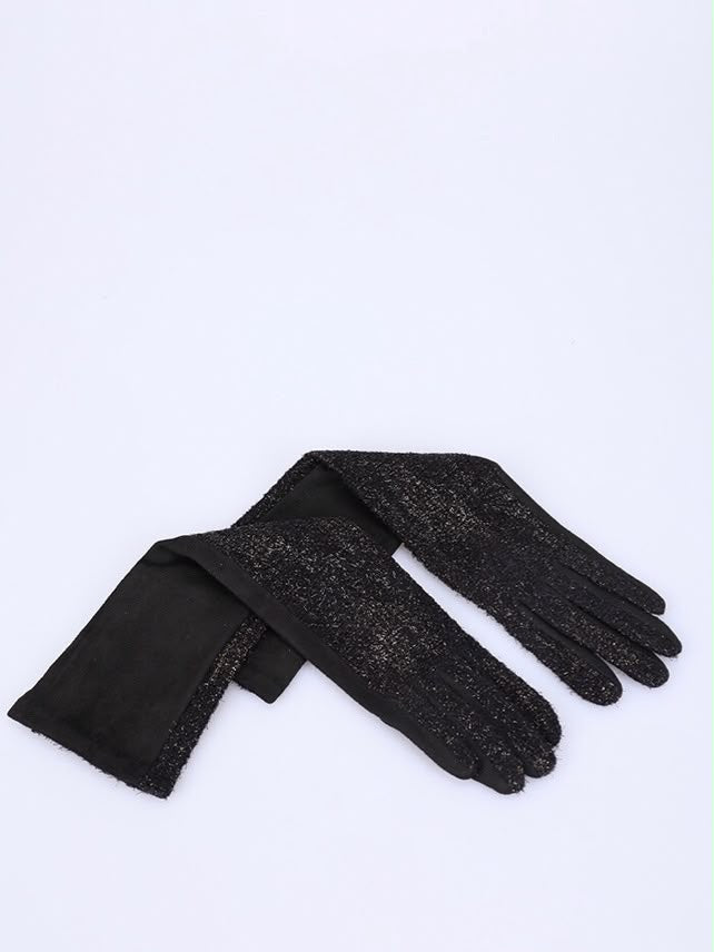 JA413 Black Gold Long Sequin Gloves