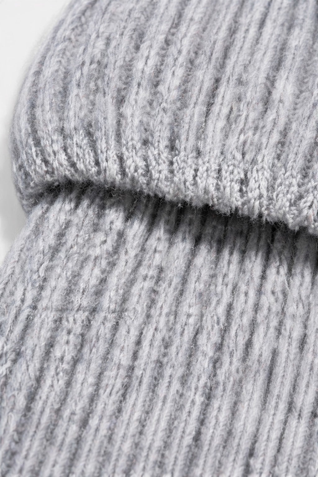 JA249 Grey Ribbed Knit Mittens