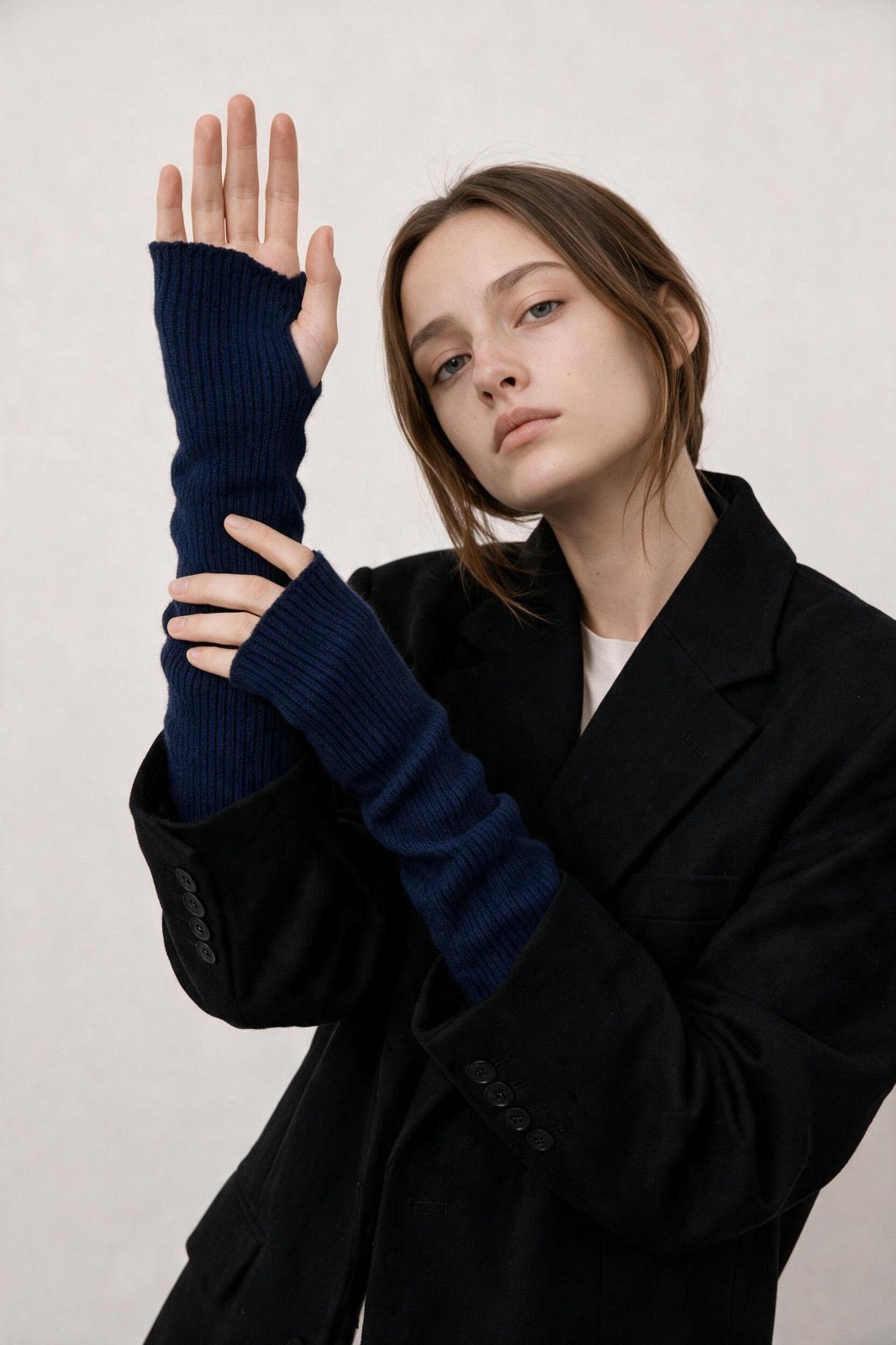 JA356 Navy Thumbhole Arm Warmers