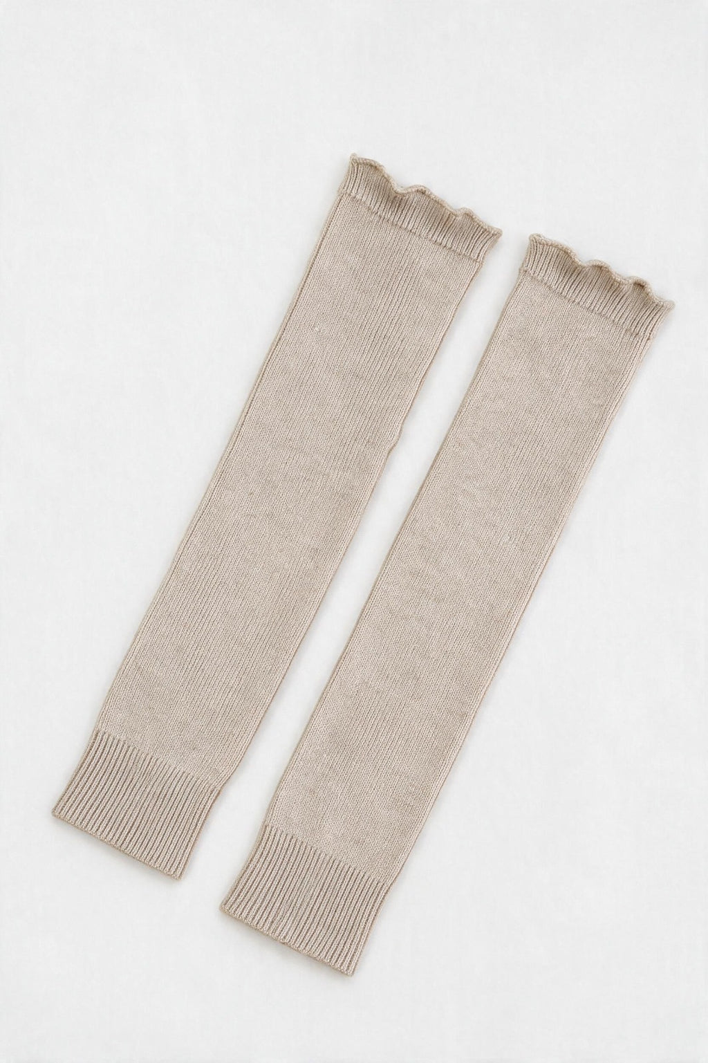 JA271 Beige Ruffle Edge Arm Warmers