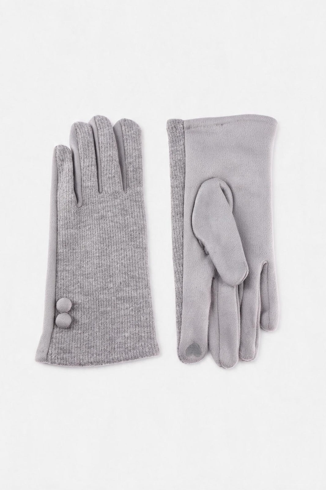 JA290 Light Grey Button Detail Gloves