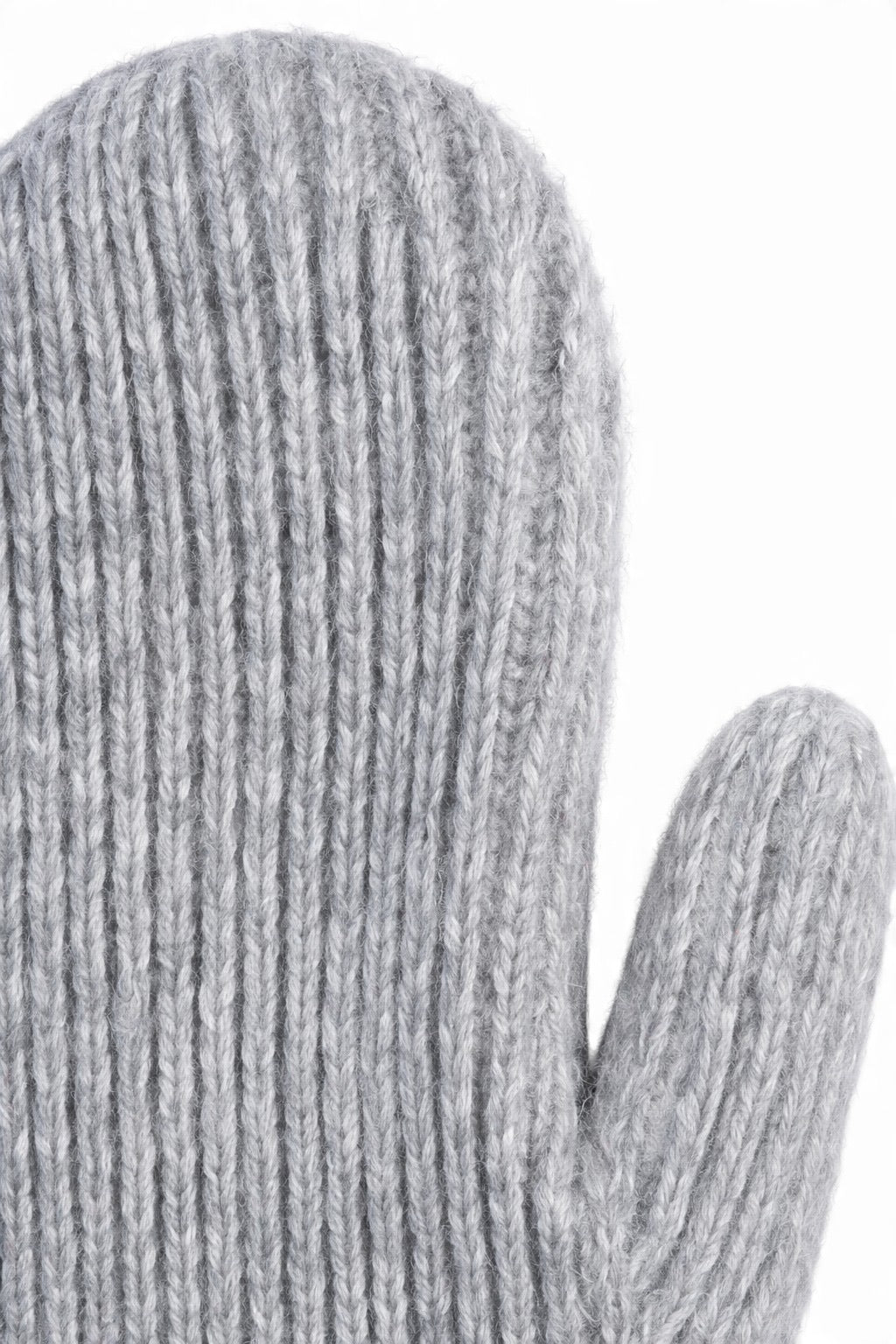 JA249 Grey Ribbed Knit Mittens