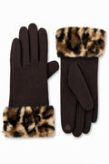 JA221 Brown Leopard Cuff Gloves