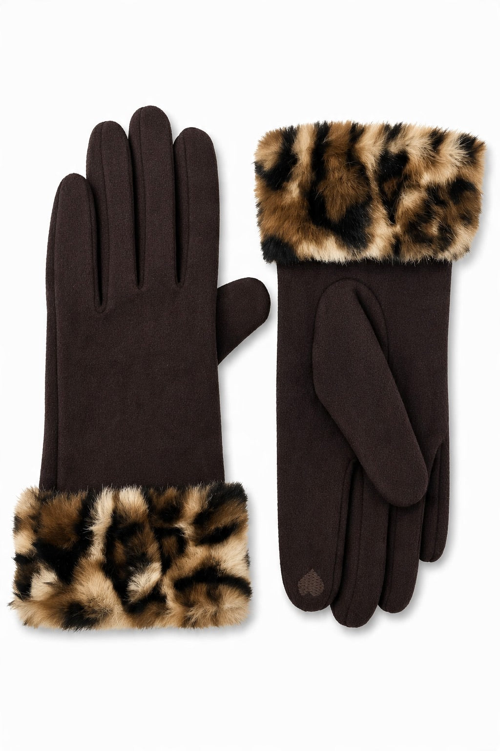 JA221 Brown Leopard Cuff Gloves
