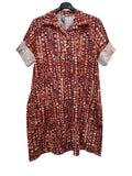 VC24002QPLU Cotton Abstract Print Shirt Dress Plum