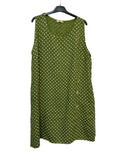 VC1302POLI Sleeveless Linen Polka Dot Dress Olive Green