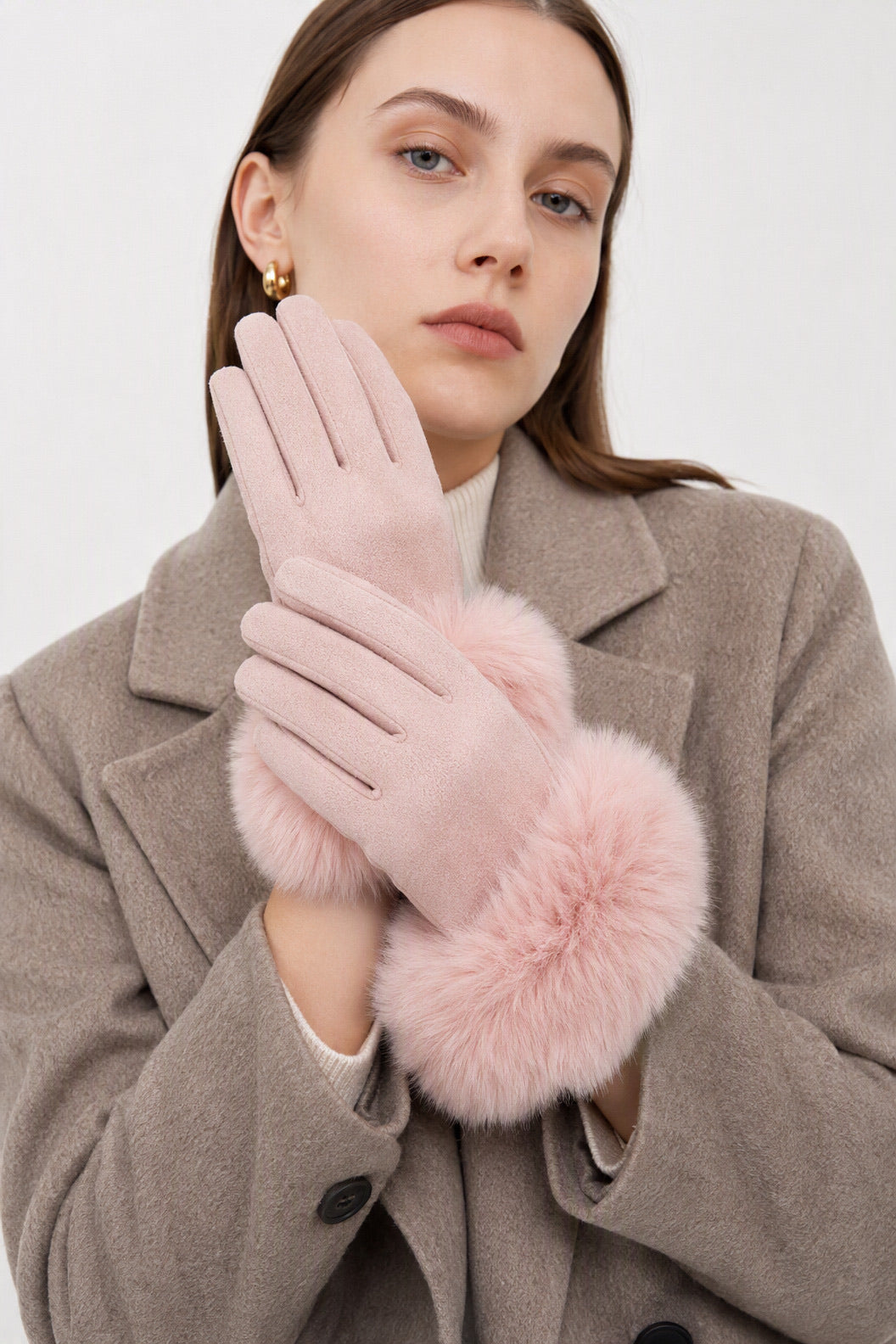 JA341 Pink Fluffy Cuff Gloves