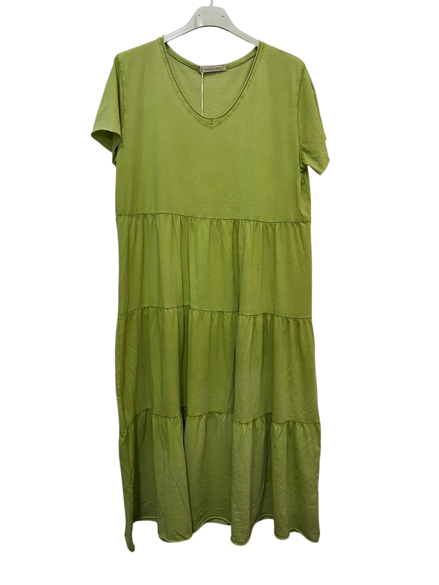 VC2446ANI Cotton V-Neck Dress Anise Green