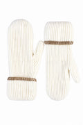 JA244 White Ribbed Knit Mittens