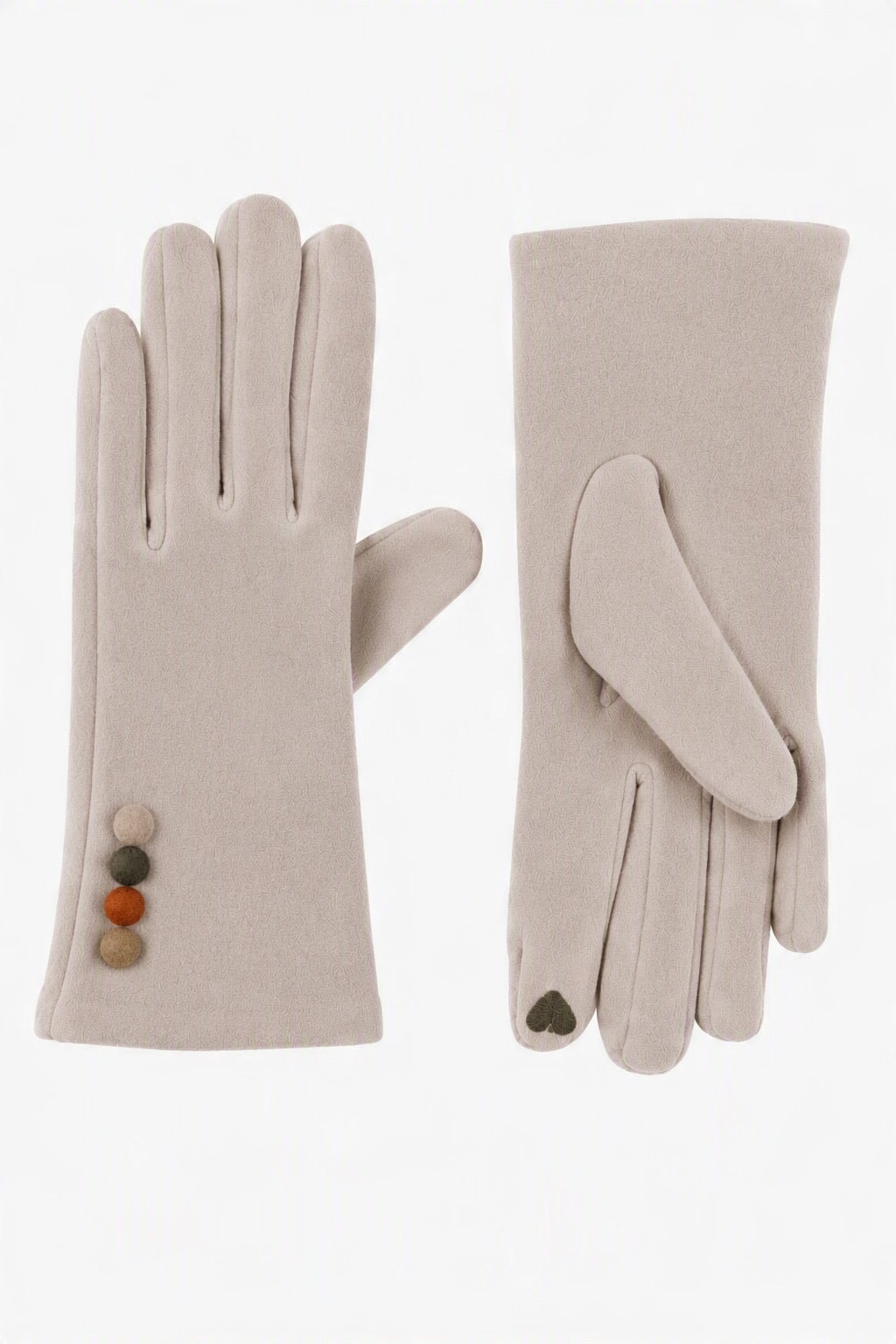 JA346 Beige Button Trim Gloves