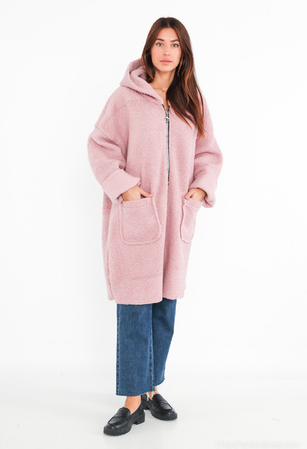 CO44 Pink Hooded Teddy Coat