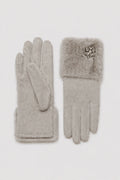 JA307 Grey Jeweled Fur Gloves