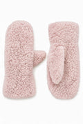 JA322 Pink Curly Teddy Mittens