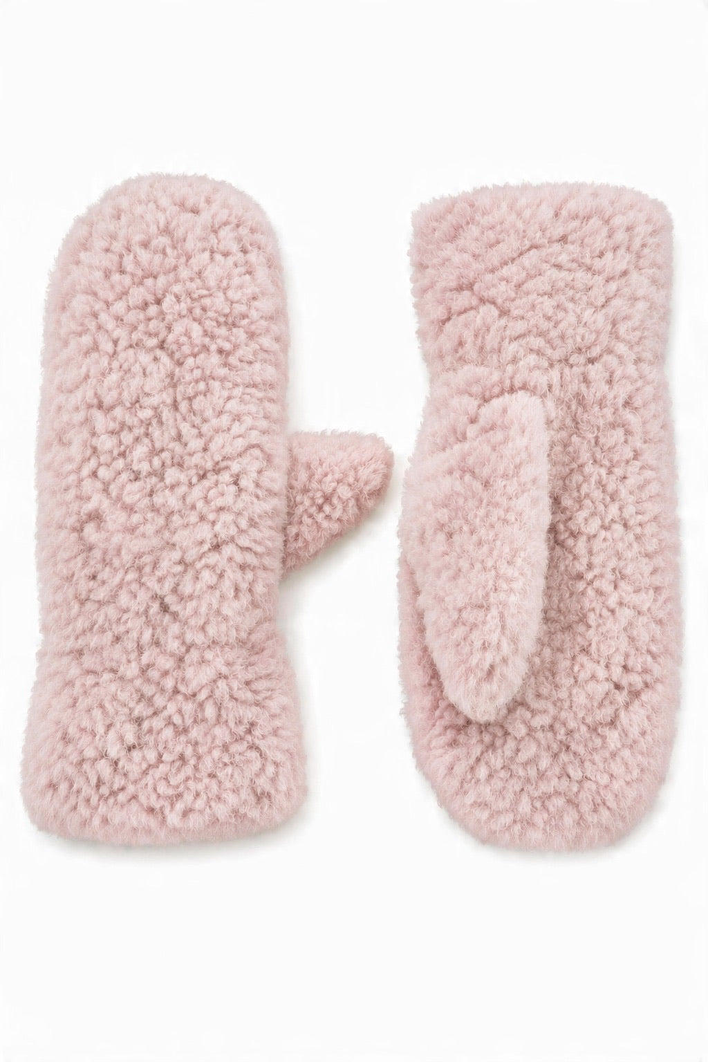 JA322 Pink Curly Teddy Mittens