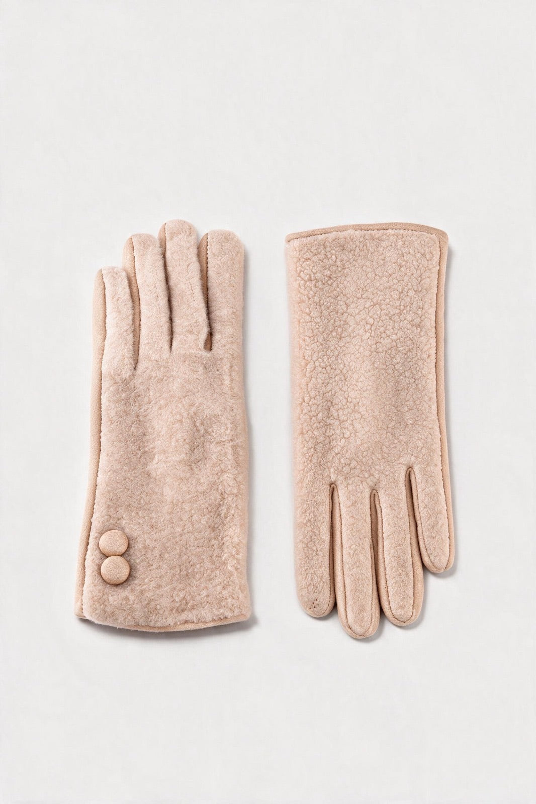 JA301 Camel Button Knit Gloves