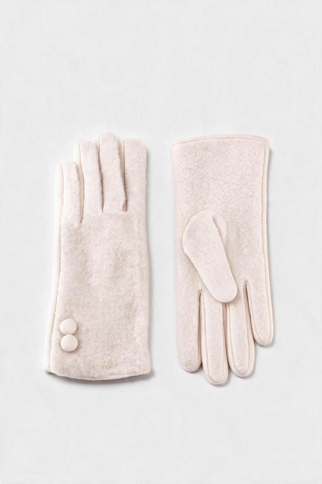 JA300 Cream Button Knit Gloves
