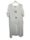 VC4830WHI Stretch Cotton V-Neck Dress White