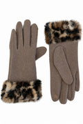 JA220 Taupe Leopard Cuff Gloves
