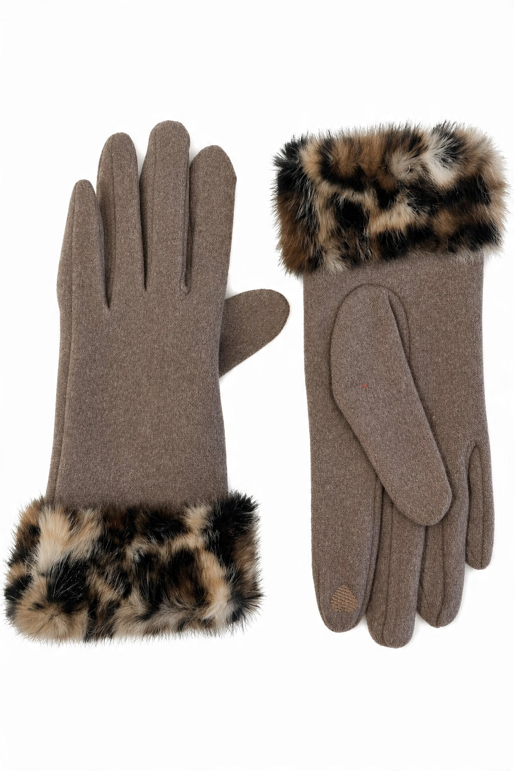 JA220 Taupe Leopard Cuff Gloves