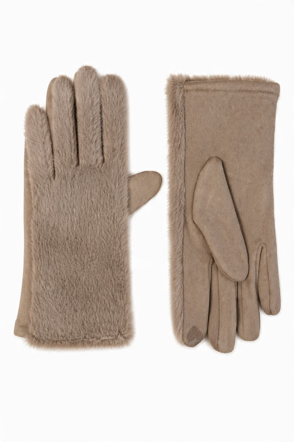 JA298 Dark Taupe Plush Fur Gloves