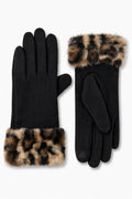 JA218 Black Leopard Cuff Gloves