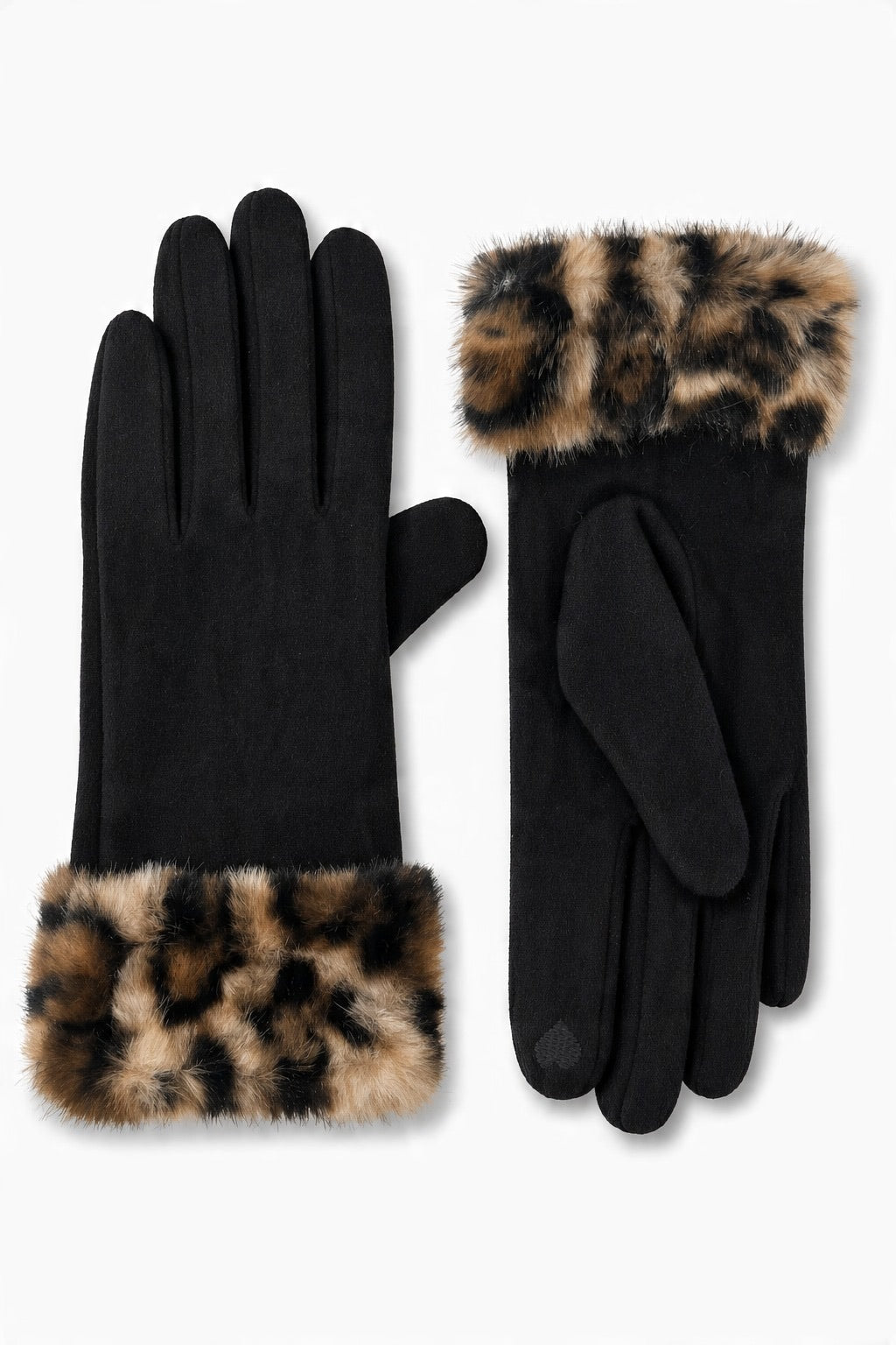 JA218 Black Leopard Cuff Gloves