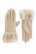 JA231 Beige Fur Cuff Gloves