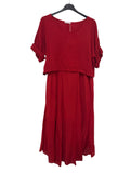 VC2PCSRED Cotton Two-Piece Midi Dress Set Red