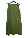 VC1302LOLI Linen Strap Dress Olive Green