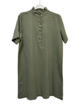 VC68231KHA Cotton Victorian-Collar Tunic Dress Khaki