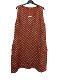 VC1302PBRI Sleeveless Linen Polka Dot Dress Brick