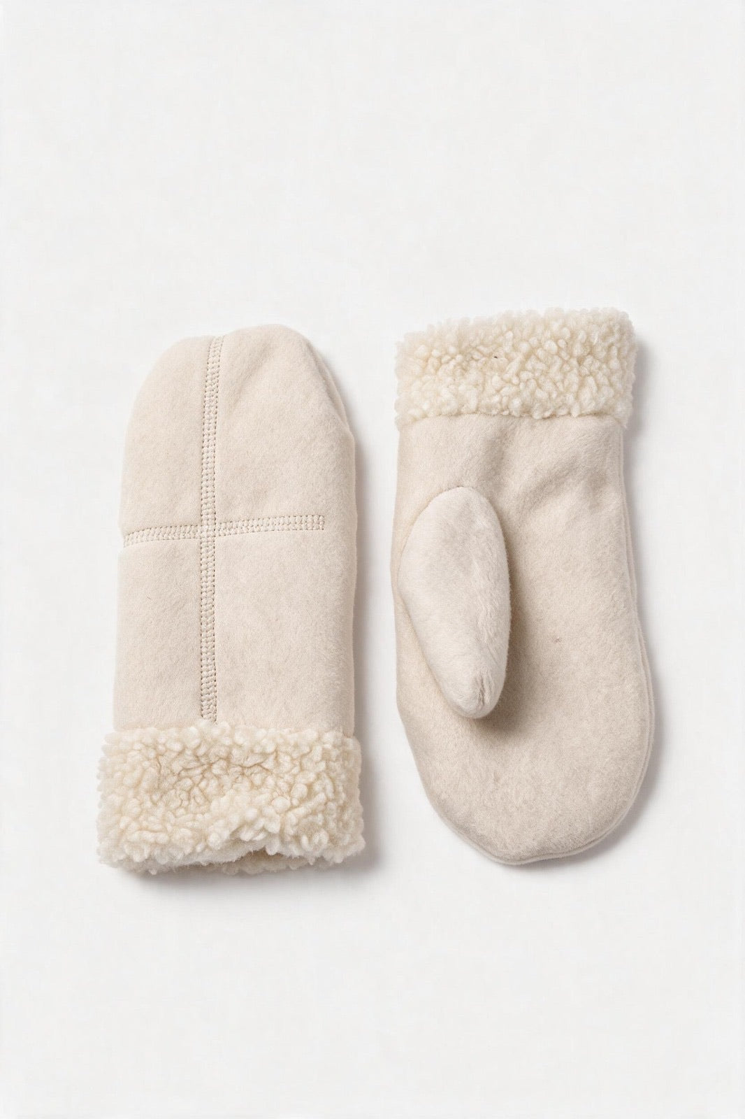 JA294 Cream Sherpa Trim Mittens
