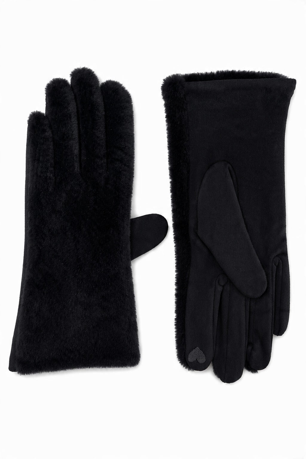 JA224 Black Plush Fur Gloves